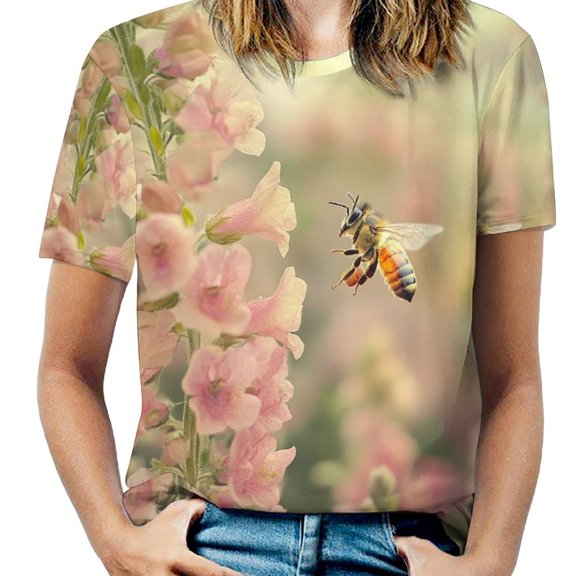 Happy Cute Bees Women's Short Sleeve Tops Casual Blouses T Shirt