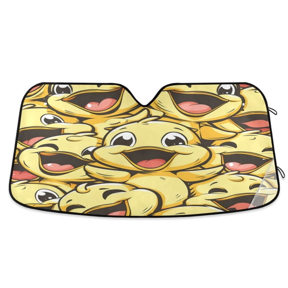 Happy Cute Ducks Car Windshield Sun Shade Foldable Car Front Window Visor Heat and UV Protection 55x27.6