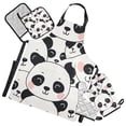 thumbnail image 1 of Happy Cute Pandas 5 Pcs Kitchen Set Heat Resistant Oven Mitts and Non-Slip Pot Holders with Adjustable Cooking Apron, 1 of 6