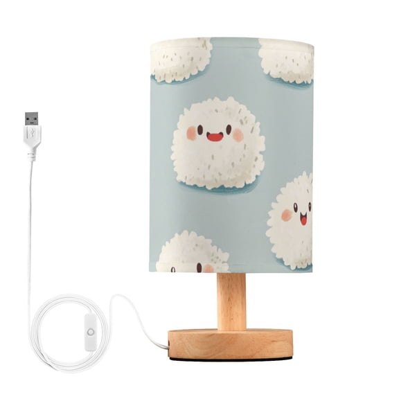 Happy Cute Rice Cartoon Table Lamp with USB Port LED Warm Light Lamp Night Light Home Decor
