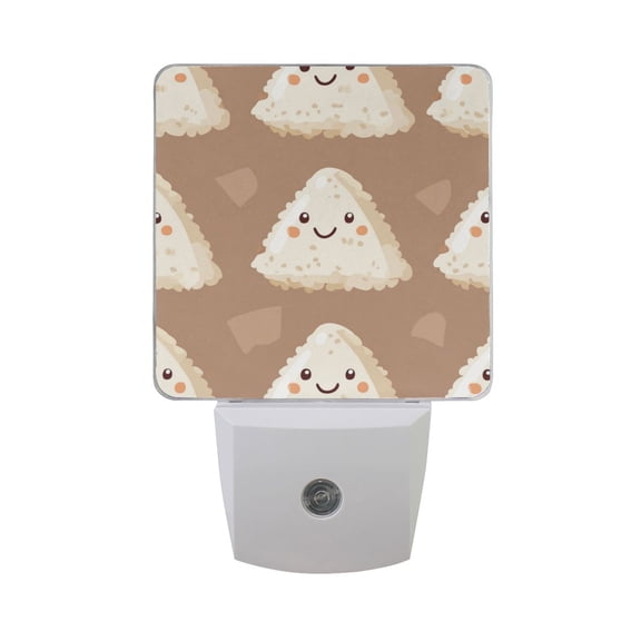 Happy Cutie Triangle Rice Ball LED Night Light with Smart Sensor Plug Into Wall Dusk to Dawn 2 packs