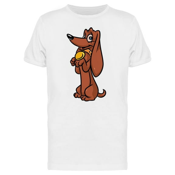 Happy Dachshund Dog T-Shirt Men -Image by Shutterstock, Male Large