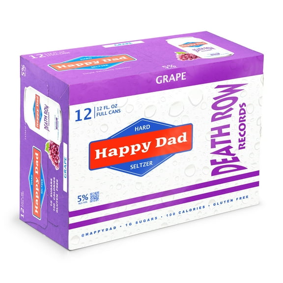 Happy Dad Hard Seltzer Grape, 5% ABV, 12 Pack, 12 fl oz Aluminum Cans