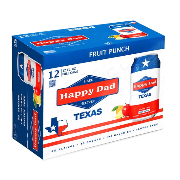 Happy Dad Hard Seltzer Texas Fruit Punch, 12 pack, 12 fl oz Cans, 5% ABV