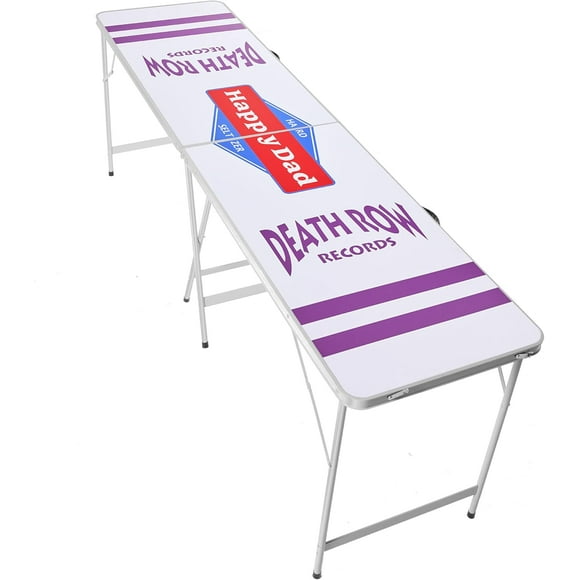 Happy Dad x Death Row Portable Pong Table for Party, Tailgate Games, Folding Table for Indoor or Outdoor, Durable Scratch Proof Aluminum and Wood, Carrying Handles, 94.5x 23.6 x 31.5