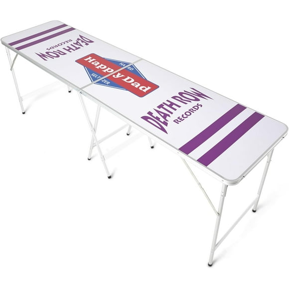Happy Dad x Death Row Portable Pong Table for Party, Tailgate Games, Folding Table for Indoor or Outdoor, Durable Scratch Proof Aluminum and Wood, Carrying Handles, 94.5x 23.6 x 31.5