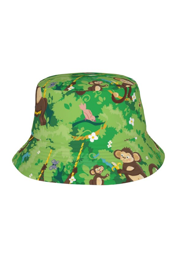 Happy Dangling Monkeys Unisex Bucket Hat, Upf 50+ Sun Protection, Packable & Foldable Fisherman Hat For Men & Women, Lightweight Uv Sun Hat For Beach, Fishing, Hiking, Camping