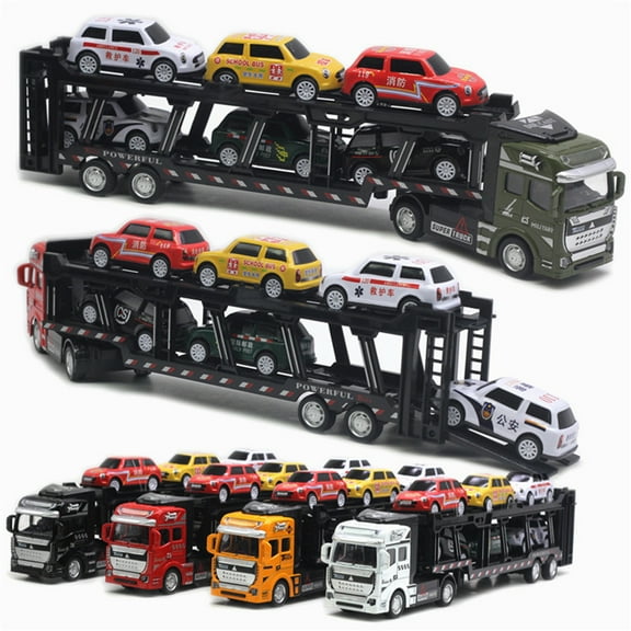 Happy Date 1:48 Toddler Toys for 3 4 5 6 Years Old Boys, Die-cast Construction Toys Car Carrier Vehicle Toy Set Kids Toys Truck Alloy Metal Car Toys Set