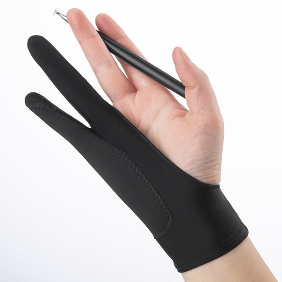 Happy Date 1 Pcs Drawing Glove for Digital Drawing Tablet, iPad Smudge Guard, Two-Finger, Reduces Friction, Elastic Lycra, Good for Right and Left Hand