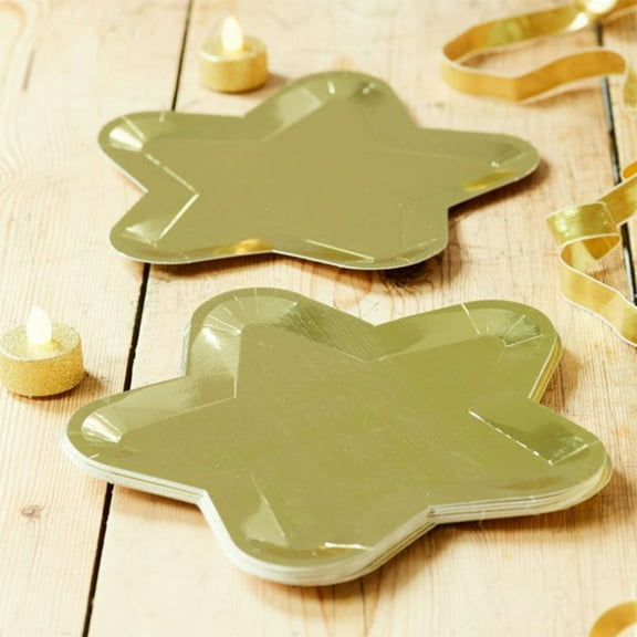 Happy Date 10Pcs/Set Thick Star Shaped Paper Plates Disposable Party Plate Pentagram Dinnerware Plate for Graduation Independence Day Wedding Birthday Baby Shower