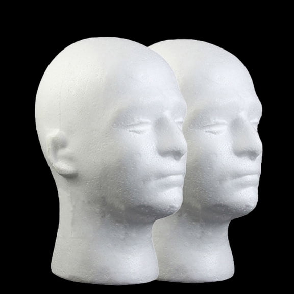 Happy Date 11" 2Pcs Styrofoam Wig Head - Male Foam Mannequin Wig Stand and Holder for Style, Model And Display Hair, Hats and Hairpieces, Mask - for Home, Salon