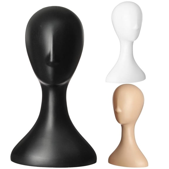 Happy Date 1Pcs Professional Plastic Mannequin Head (Black,White,Skin), Durable Women Model Wig Stand Display, Mannequin Head Model Manikin Wig Hat Display Holder Stand, Premium