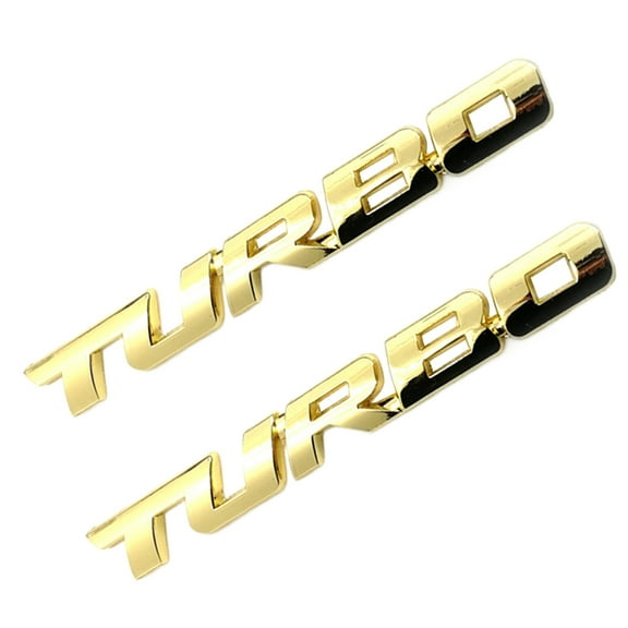 Happy Date 2Pcs Car Rear Trunk Fender Turbo Metal Stickers Turbo Badges