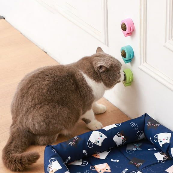 Happy Date 3 Pieces Catnip Wall Ball Edible Cat Toys for Cat Lick Spherical Teeth Cleaning Cat Catnip Toy Rotatable Cat Licking Ball Healthy Kitty Catnip Wall Roller Cat Wall Treats