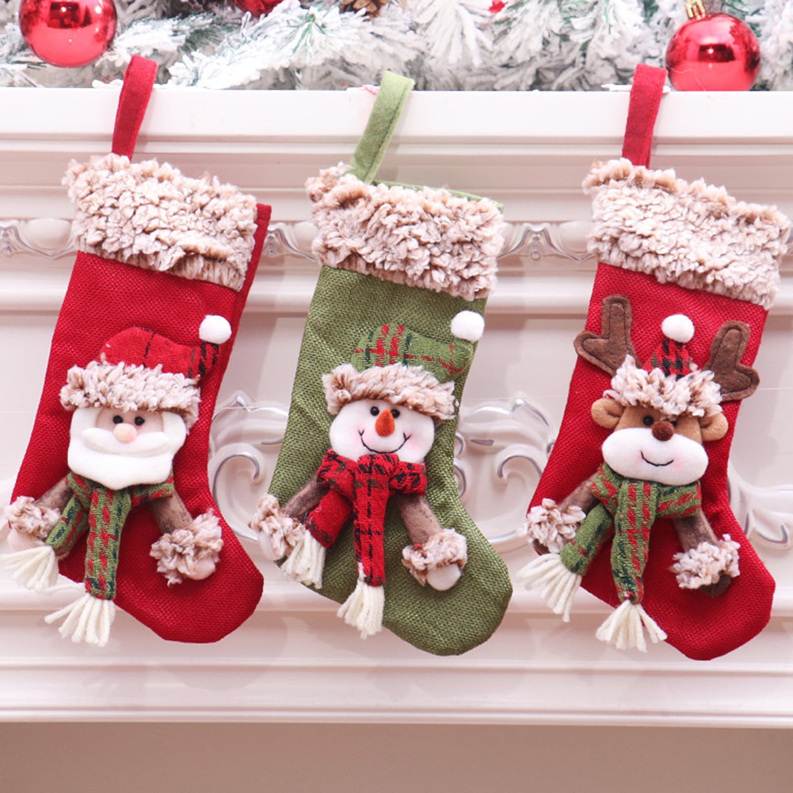 Happy Date 3Packs Christmas Stockings, Xmas Stockings with 3D Santa ...
