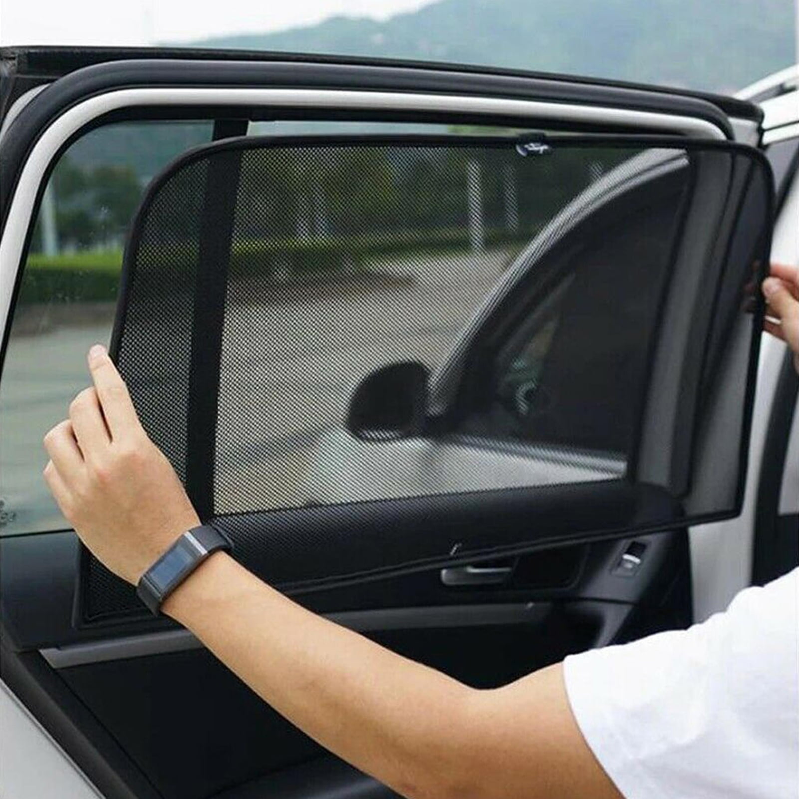 Happy Date 4PCS Car Window Shades, Breathable Mesh Car Side Screen, Stretch Car  Window Shade, Sun Protection for Baby,Car Window Covers for Back Rear Window  for Privacy 