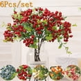 thumbnail image 1 of Happy Date 5 Colors Artificial Flowers California Berries Artificial Cranberry Stems Holly Christmas Berries for Festival Holiday and Home Décor,6Pcs, 1 of 5