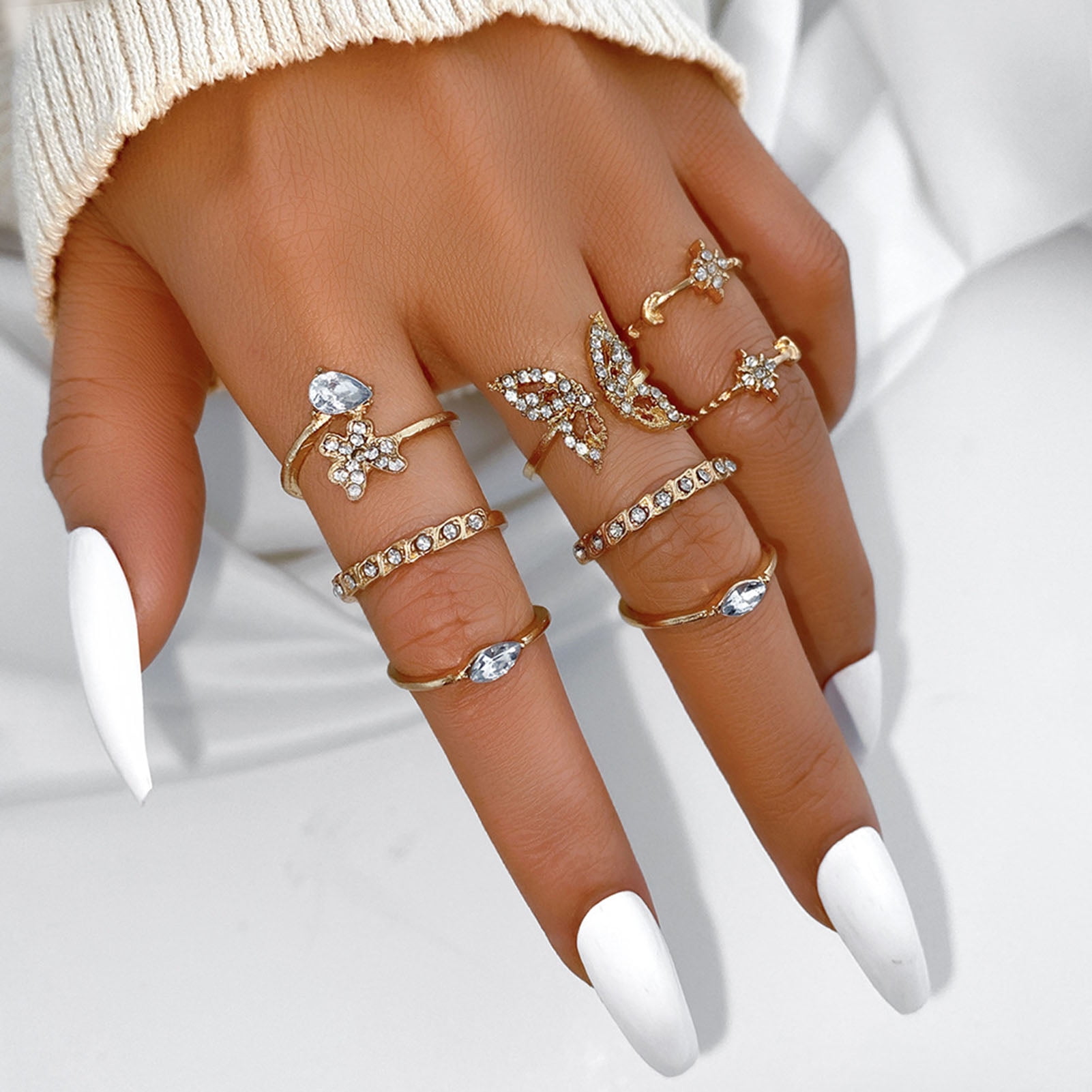 GRAEEN Knuckle Rings Index Finger Rings Stacking Stackable Ring Sets  Halloween Ring Jewelry for Women and Girls