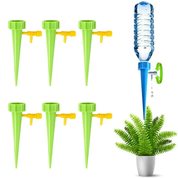 Happy Date Automatic Plant Watering System with Adjustable Control Valve Switch for House Plants, Garden Plants, Office Plants (6 Pack)