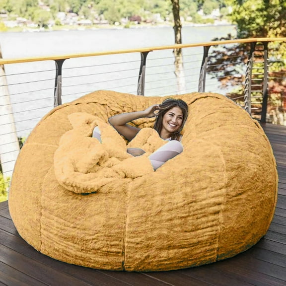 Happy Date Bean Bag Chair Cover, Durable Comfortable Chair Bean Bag Sofas Faux Fur Sofa Living Room Sofa Bed Large Bean Bag Chairs Cover (No Filler,Cover only)