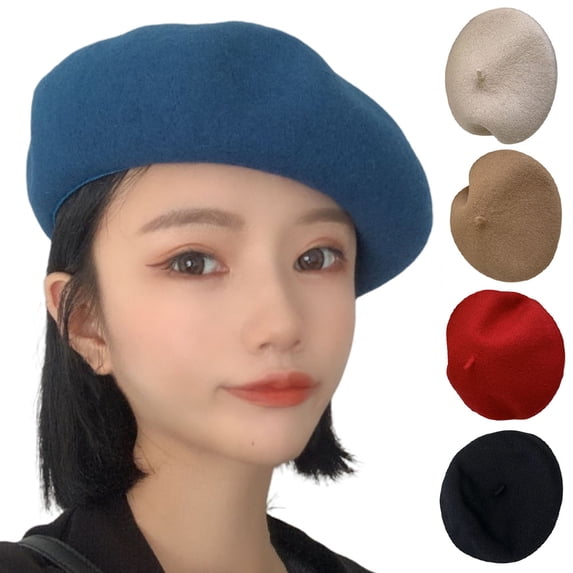 Happy Date Beret Hat French Beret Cap Winter Fashion Solid Color Hat for Women Girls Lady