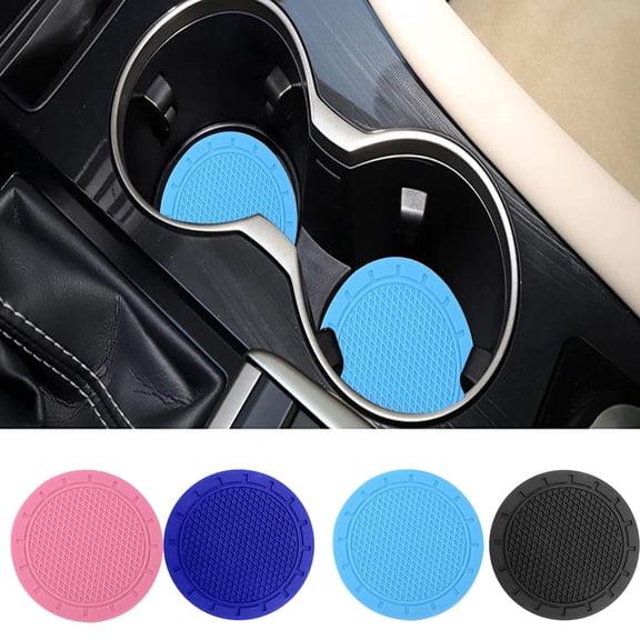 Happy Date Car Coasters, 2 Pack PVC Car Cup Holder Gadget Auto Insert Coaster - Anti Slip Universal Vehicle Interior Accessories Cup Mats for Women and Men