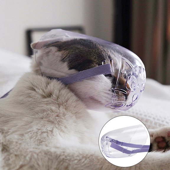 Happy Date Cat Muzzle Set Transparent Breathable Dog Muzzles Mouth Guard from Biting Chewing Grooming Restraint for All Cats and Pointed Mouth Dogs