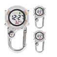 thumbnail image 1 of Happy Date Clip on Digital Carabiner Watch Backpack Fob Belt Waterproof and Shockproof Pocket Clip-on Quartz Watch Glow in The Dark with Compass Alarm Clock Date Week for Outdoor Sports, 1 of 7