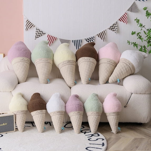Happy Date Creative 3D Ice Cream Shape Pillow Doll Plush Toy Cushion Bed Seat Use Home Decor Gift