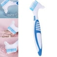 thumbnail image 1 of Happy Date Denture Brush Toothbrush Hard Denture Toothbrush Brush Cleaning Brush with White Carrying Case for False Teeth Cleaning, 1 of 8