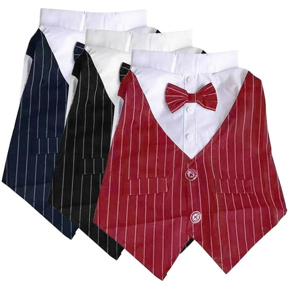 Happy Date Dog Shirt Pet Tuxedo Clothes, Suit Bow Tie Costumes, Dogs Formal Apparel Outfit with Blue Tie, Puppy Prince Wedding Bow Tie Gentleman Jacket for Small Medium Dogs Cats, Cosplay