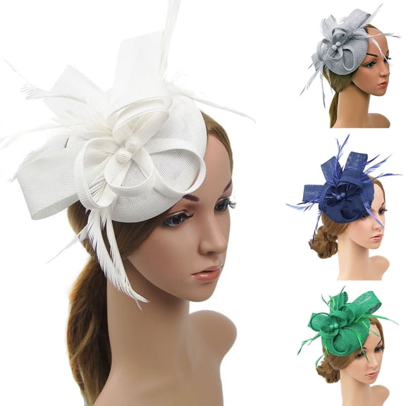 Happy Date Fascinators Hats Cocktail Tea Party Headwear with Faux Feather for Girls and Women