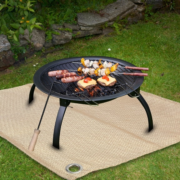 Happy Date Fire Pit Mat Grill Mat for Ground Patio Deck Lawn Outdoor or Campsite Ember Mat Pad