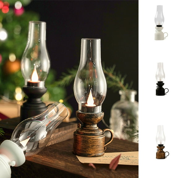 Happy Date Flameless LED Light, LED Kerosene Lamp, Battery Operated 80s Old-Fashioned Electric Kerosene Lamp, Warm Light Super Bright Nostalgia Home Decoration,1Pc