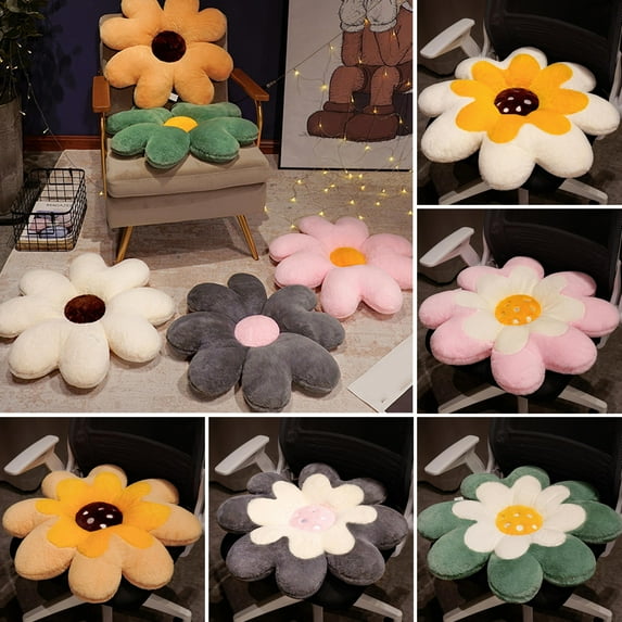 Happy Date Flower Floor Pillow Flower Shape Cushion Cute Seating Pad Sunflower Chair Cushion Oversized Throw Pillow for Home Decoration Kids Girls Women Gifts Pink 17.72"