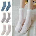 thumbnail image 1 of Happy Date Fuzzy Cozy Socks Women Fluffy Plush Crew Slipper Sock For Girls Warm for Winter, 1 of 8