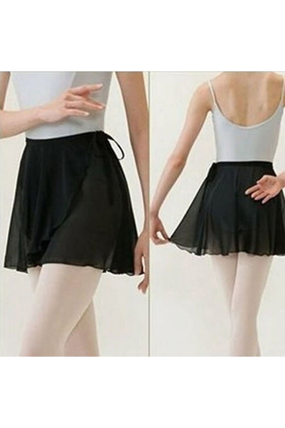 Girls Ballerina Sheer Wrap Ballet Tutu Dress Child Dance Skate Over Scarf Dancewear with Tie Waist Chiffon Dance Skirts