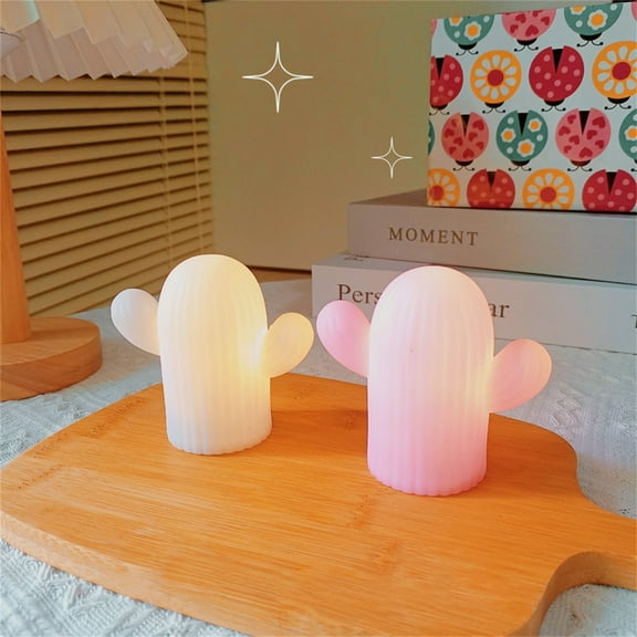 Happy Date LED Cactus Light Cactus Decorations Cute Table Night Lamp LED Night Light Mini Bedroom Lamp for Kids Room Bedroom Party Garden Home,1Pc/2Pcs