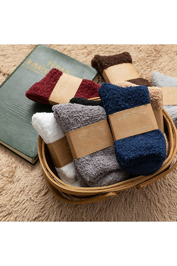 Mens Fuzzy Socks Grip Socks Microfiber Plush Sleeping Socks Soft Anti-Skid Solid
