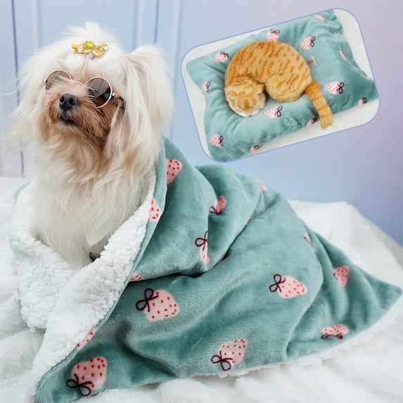 Happy Date Pet Blanket Soft Fleece Dog Cat Blanket, Fluffy Warm Sleep Bed Cover for Kitten Puppy, Pet Kennels, Beds, Car Seats and Crate