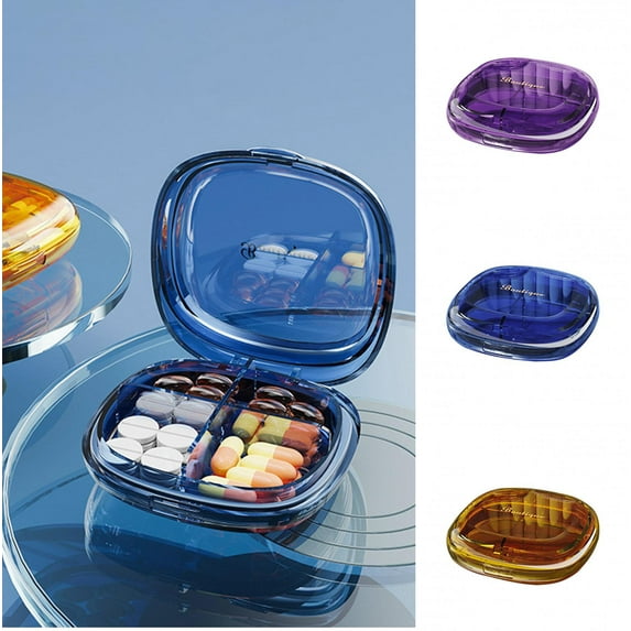Happy Date Pill Organizer Weekly 4/6 Compartments Large Black Pill Case, Portable Compact Waterproof Pill Box to Hold Medicine, Vitamin, Fish Oils, Jewelry and Secrets