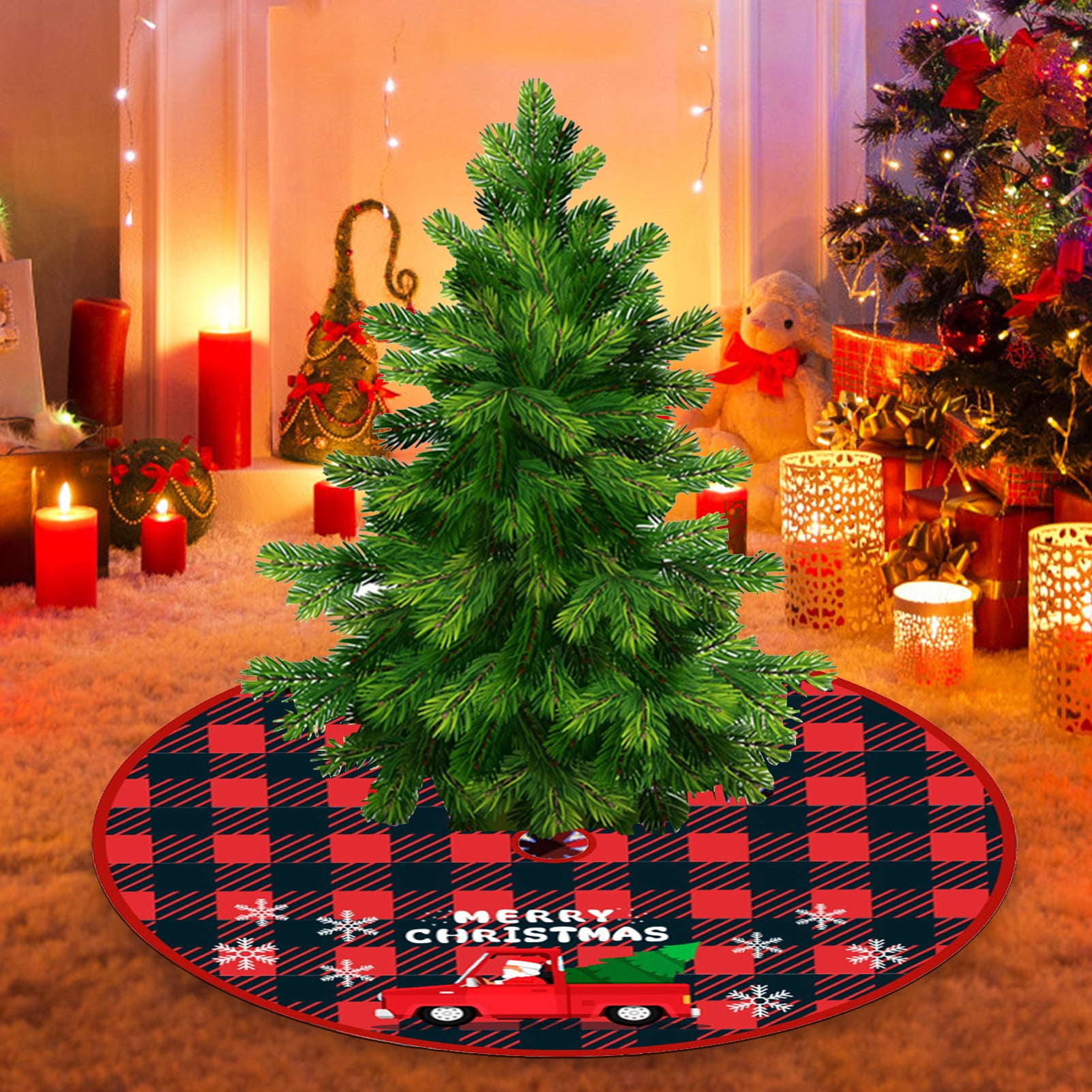 Green buffalo plaid tree skirt sale
