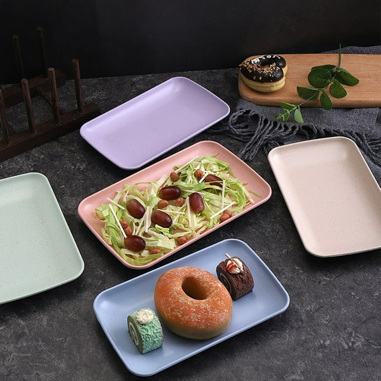 Happy Date Plastic Serving Platters Rectangular Trays White