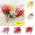 thumbnail image 1 of Happy Date Plum Blossom Artificial Flowers Simulation Flower Table Decoration Accessories Party Beach Theme Decorations Artificial Cherry Blossom Flower 16.54" Yellow 2pcs, 1 of 9