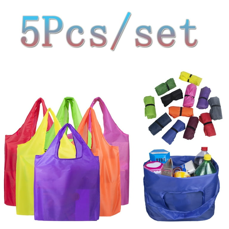 Happy Date Reusable Grocery Bags Foldable Machine Washable Shopping Bags Bulk Colorful 1 5 Pack Extra Large Folding Storage Bag Sturdy Lightweight