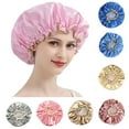 thumbnail image 1 of Happy Date Reusable Shower Cap, Large Shower Caps for women, Double Layer Waterproof Hair Caps for Long Thick Hair Bath Caps for Hair Care, 1 of 2