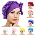 thumbnail image 1 of Happy Date Silk Hair Wrap for Sleeping Women Bonnet Silk Sleeping Bonnet Elastic Hair Care Sleep Cap for Natural Curly Hair, 1 of 6