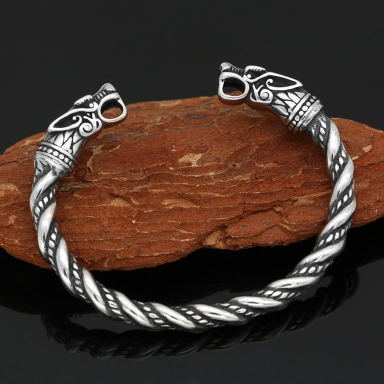 Happy Date Silver Bangle for Men,Vintage Open Bracelet for Men