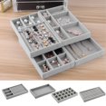 thumbnail image 1 of Happy Date Stackable Jewelry Organizer Trays for Drawers, Jewelry Display Case Storage Container for Earring Necklace Rings Bracelet -Grey, 1 of 4