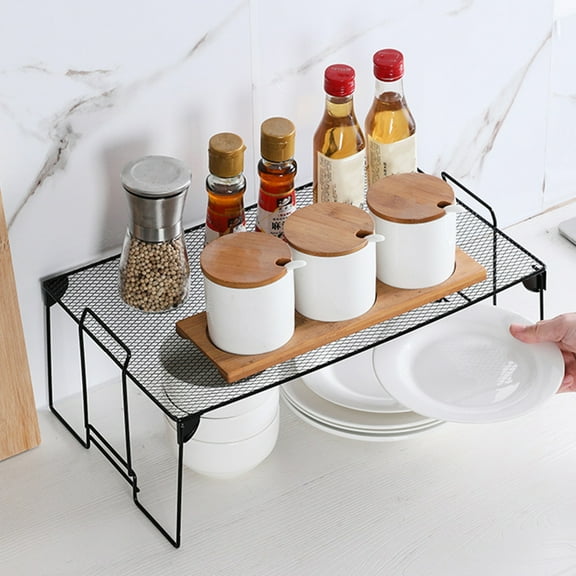 Happy Date Stackable Kitchen Cabinet and Counter Shelf Organizer,Kitchen Shelves, Cabinet Organization
